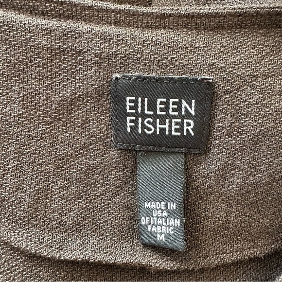 Eileen Fisher Chocolate Brown Linen Blend Button Up Lightweight Shirt Blazer - Picture 8 of 10